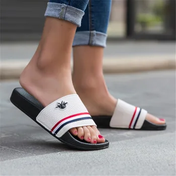 Papuče Ženy Listov Letné Byt Módne Outdoorové Topánky Priedušná Pohodlný Čierna Biela Domáce Papuče Flip Flops Ženy Sandále