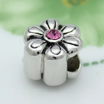 Doprava zadarmo Európskej Módy Ružový kryštál kvetinové kúzlo korálky fit Pandora náramok korálky pre šperky robiť Darček pre ženy
