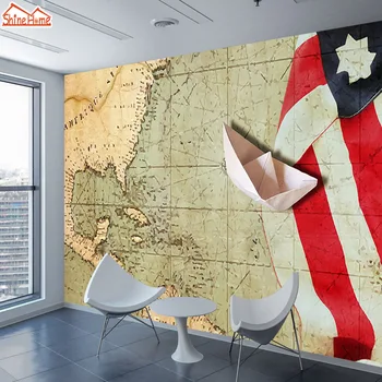 ShineHome-Veľké Vlastné Foto Tapety na 3 d Obývacia Izba, Murované Tapety Vlajku USA Námorných Graf Papier Pozadí Steny Dekor