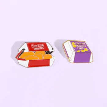 Kuracie Nugety Smalt Pin Fast Food Brošňa Zábavné Odznaky Darčeky pre Deti Obľúbený Pop Klope Bundy Batoh Pin Príslušenstvo