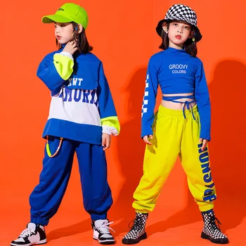 Pre 4-14 Rokov, Detí, Hip Hop, Street Dance Kostýmy Chlapci Dievčatá Plodín Modrá Bunda Topy Jazz Sála Športové Nohavice Zobraziť Oblečenie