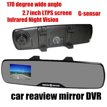 Auto Spätné Zrkadlo videorekordér Auta DVR Videokamera G-Seňor infračervené Nočné Videnie 2,7 palca 120 stupňov širokouhlý objektív