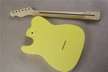 Pôvodné Vlastné Žlté Elektrická Gitara Kit(Časti) s Javorový Krk,Rosewood Hmatník,String-Thru Tela,šité na Mieru