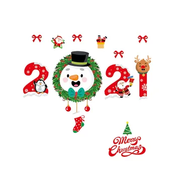 2021 Veselé Vianočné Samolepky Na Stenu Okenného Skla Nálepky Vianočné Dekorácie Pre Domov Vianočné Ozdoby Na Vianoce, Nový Rok Dekor