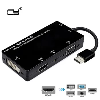 HDMI / VGA/Audio/HDMI/DVI 4in1 Dongle Viacportová Splitter Converter Pre PS3 HDTV PC, Monitor, Projektor