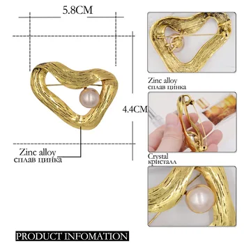 Vintage Kovové Láska Srdce Brošňa Pearl Módne Šperky Ženy Odev, Príslušenstvo Šatku Klip