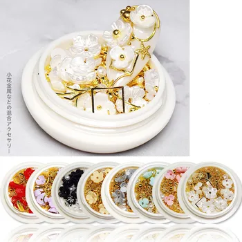 NOQ Nail Art Šperky 3D Pearl Shell Kvetinové Vzory Dekorácie Kamienky Na Nechty Príslušenstvo Manikúra 8 Farieb