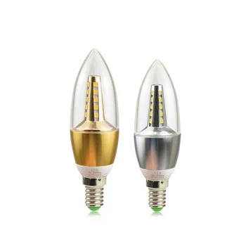 Super Jasné 220V LED Žiarovka E14 220V 7W 9W 12W Zlaté, Strieborné Hliníkové Sviečka, Lampa Svetlo Pre Krištáľový Luster Lampara Ampoule
