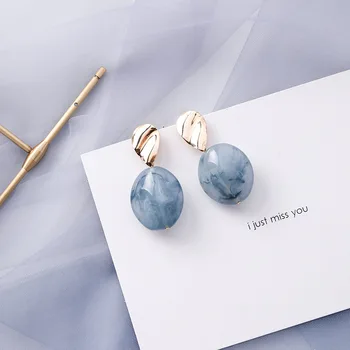 2020 Kórejský Módne Blue Gray Visieť Náušnice Pre Ženu Geometrické Náušnice Nový Štýl V Pohode Jednoduché Temperament Ornament Šperky