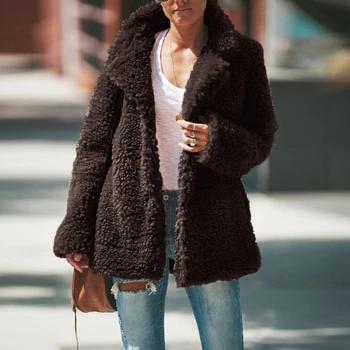 2020 Novú Umelú Kožušinu Kabát Vysokej Kvality Kožušiny Bunda Zime Teplé Slim Fit Žena Bunda Cardigan Plyšové Coats Ženy Nadrozmerná Coats