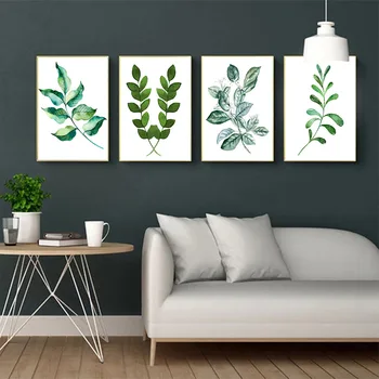 Eucalyptus Leaf Akvarel Umelecké Plátno Plagát Botanická Zelene Listy, Tlač Obrazov Rastlina Listy Wall Art Obraz Domova