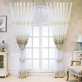 Európsky high-end luxusný okno obrazovka plastický lano výšivky, kvetinové tylu opony pre obývacej izby, spálne, béžová úplnej JK119Z