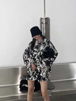 Nadrozmerné Alternatívne Tričko pre Ženu, Čierne a Biele Tričko dámske Dlhé Rukávy 2020 Jeseň Harajuku Vintage Žena Oblečenie