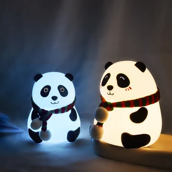 Panda Svetlo USB Nabíjateľné LED Nočné Svetlo Dotykový Snímač Farebné Kreslené Silikónové Lampa Spálňa Nočná Lampa pre Deti Deti