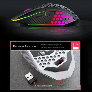 HXSJ Holemouse 2.4 Ghz Signálne Nabíjateľná Bezdrôtovej Myši, pracovnej Plochy, Ľahké a Tenké Office Gaming Mouse