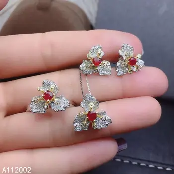 KJJEAXCMY jemné šperky prírodné ruby 925 sterling silver ženy drahokam náhrdelník prívesok náušnice, prsteň podporu test krásne