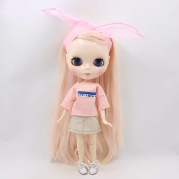 ĽADOVÉ DBS Blyth bábika licca telo oblečenie Nadrozmerná ružové Tričko, sukňa s hairband kabelka