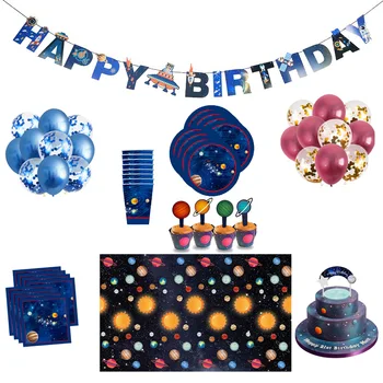 Astronaut Space Party Dodávky Narodeninovej Party Dekorácie Deti Vesmíru, Planét, Sci-Fi Témy Happy Birthday Dodávky