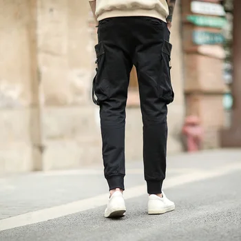 Pánske športové gym joggers tepláky hárem nohavice mužov bočné vrecká skateboard hip hop streetwear 2019 oblečenie čierna sivá CK20