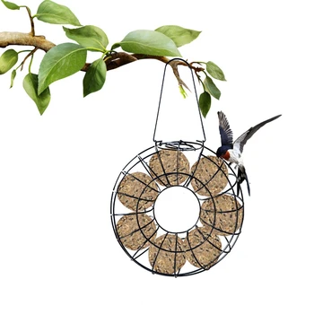 AAAK -Vtáčie Krmítko Vetru Rainproof Loptu Držiteľ Čierny Okrúhly Veniec Kovové Závesné Štýl Vonkajšie Vtáčie Krmítko s Potravinami Krúžok