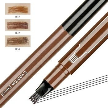 Ultra-jemné Rezbárske Obočie Ceruzka 4 Jazýčkov, Micro-blade Obočie Pero Tetovanie Nepremokavé A dlhodobé Prirodzené Obočie