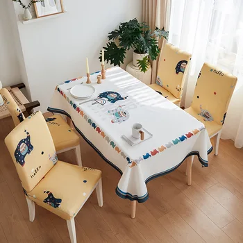 Obývacia umývanie voľný stôl jednoduchý obdĺžnikový umenie bavlnená posteľná bielizeň čaj stôl nepremokavé jedálenský stôl stoličky oblek