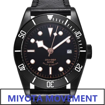 Corgeut 41mm Zafírové Sklo black Dial PVD bronz Automatické Mechanické MIYOTA 8215 Svetelný Plávať Pánske Náramkové hodinky