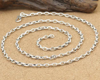 KJJEAXCMY jemné šperky S925 čistý strieborné šperky, strieborné 4 mm oválne jednoduchý muž, jednoduché a dlhý náhrdelník sveter reťazca.