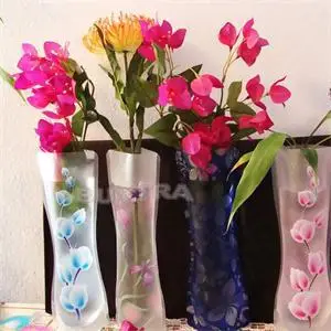 1PC Skladacia Skladacie Kvet PVC Odolné Váza Výzdoba Domov Svadobné Party Domáce Dekorácie 27.4*11.7 cm
