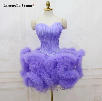 Vestido de festa curto 2021 new sexy sweetheart halter fluffy royal blue black white purple blush feather cocktail dress plus