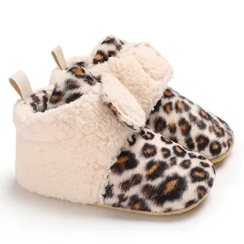 Nové Batoľa Novorodenca Leopard Plazenie Topánky Chlapec Dievča Baránok Prewalker Školiteľov Kožušiny Zimné Prvý Walker