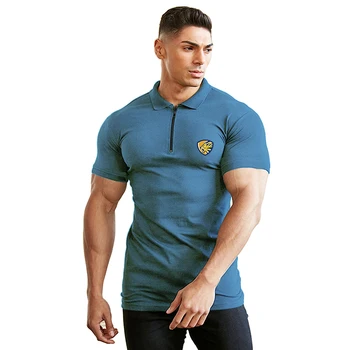 Lev štít príležitostné športové slim pánske polo tričko ležérne módne športové krátke rukávy kvalitné slim polo pánske oblečenie
