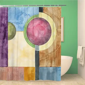 Kúpeľňa Sprchový Záves Farebné Geometrické Abstraktnej Maľbe Moderny Umelecké Geometria Lineárnych Moderné Tkaniny Polyester