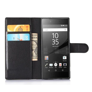 Z6 obal pre Sony Xperia Z6 Prípadoch Peňaženky Karty Stentu Lichee Vzor Flip Kožené Poťahy Chrániť Kryt Z 6 black pre Sony6 Z6Case