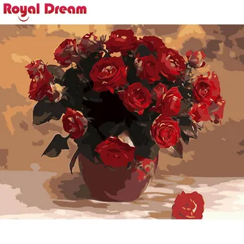 Červené ruže DIY Maľovanie Podľa Čísel Súpravy Farebnosť Farba Čísla Moderné Nástenné Art Obraz Darček