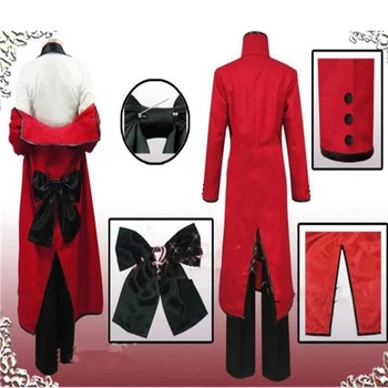 Anime Čiernom Butler Smrti Shinigami Grell Sutcliff Cosplay Červená Jednotné Oblečenie+Okuliare Carnaval Halloween Kostýmy pre Ženy Muži