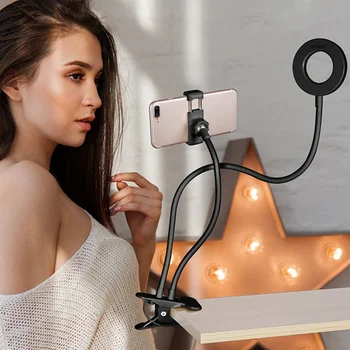 1 ks LED Prsteň Svetla s Mobilný Telefón Mobilný Držiak pre Live Stream make-up Selfie Zvýšiť Svetelný Prstenec Lampa Univerzálny