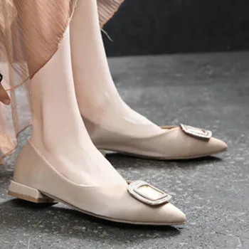 2020 Poukázala Prst Crystal Pracky Balet Bytov Ženy Mikrovlákna Kožené Topánky Ženy Balerína Veľké Plytké Veľkosť Moccasins