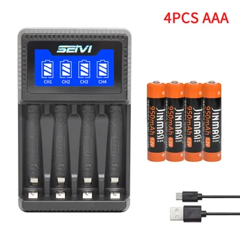 1.2 v ni-mh aaa 3a nabíjateľné batérie aaa 950mAh batérie a usb inteligentná nabíjačka pre batérie typu aa aaa