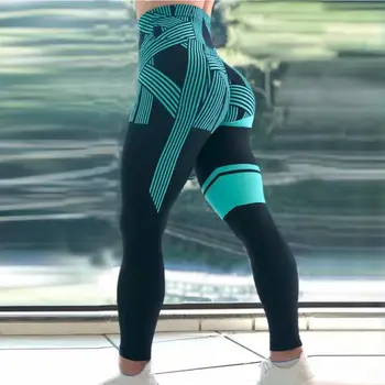 CHRLEISURE Prekladané 3D tlač fitness legíny žena Vysoký pás Slim Package hip ženský cvičenie nohavice Priedušné návleky
