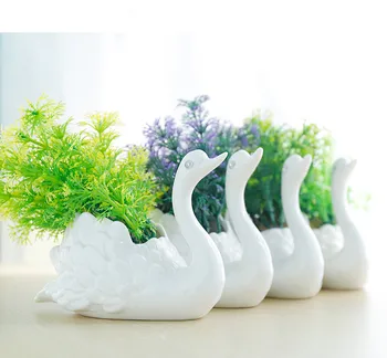 1PC Swan Hrniec Umelé Kvety Bonsai Plochy Dekor Houseware Ozdobné Dekoračné Simulácia Rastlín Bonsai Svadobné Domov JL 261