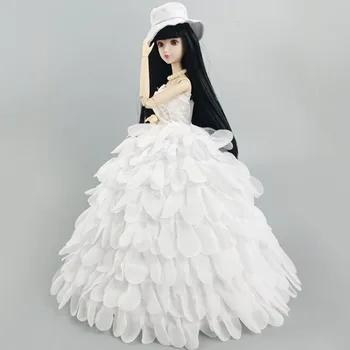 Multi-layer Svadobné Šaty Pre Bábiku Barbie Oblečenie, Oblečenie Princezná Strany Loptu Dlhé Šaty Svadobné Šaty, Klobúk Príslušenstvo 1:6