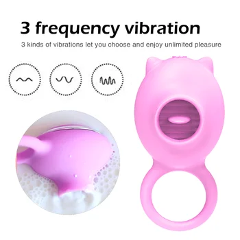 Oneskorená Ejakulácia Penis Krúžok Vibrátor USB Nabíjanie Silikónové Kohút Vibračný Krúžok Na Penis Sexuálne Hračky Pre Páry Mužov Lízať Cockring