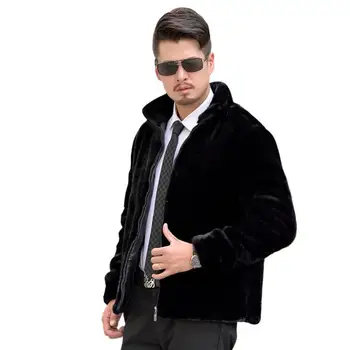 Jeseň Uhlopriečka zips faux noriek kožušiny, kožená bunda pánske zimné zahustiť teplé kožušiny kožený kabát mužov voľné bundy módne b152