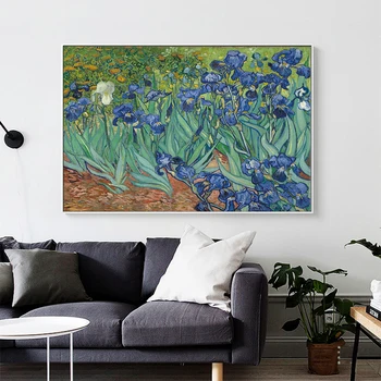 Slávny umelec Van Gogh Iris Kvet, olejomaľba na Plátne, Plagáty a Vytlačí Cuadros Múr Umenia Pre Domáce Dekorácie