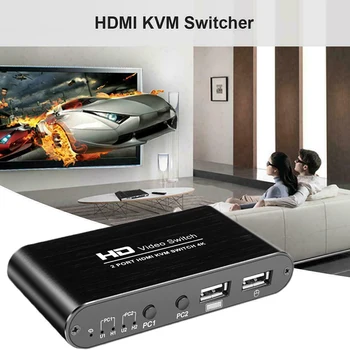 Vysoko Kvalitný HDMI KVM Prepínač 2 Port 4K Podpora Bezdrôtovej Myši, Klávesnice Converter Pre Dual PC Hosť