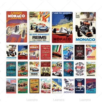 Kovov Cín Znamení Retro Autá, Rýchle Kolesá Monako Racing Značky Vintage Poster Wall Art Decor Pre Racing Club Cafe Bar Železa Doska