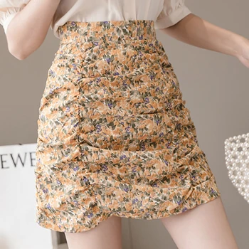 Shintimes Ružová Sukňa Vysoký Pás Kvetinový A-Line Sukne Ženy Lete kórejský Sexy Krátka Sladké Mini Sukne Ženy Oblečenie Faldas Mujer