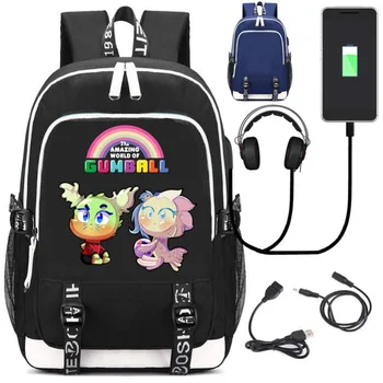 Úžasný Svet Žuvačku w/USB Módne Port a Zámok /Slúchadlá Batoh Taška na Bežné Cestovanie Školské tašky Teenager Laptop Taška Darček