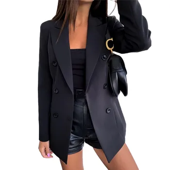 Nové Módne Ženy Dámy Štíhle Ležérne Sako Bunda Topy Outwear Oblečenie Práce Formálne Kabát na Jeseň Dlhý rukáv Pevné OL Žena 2020